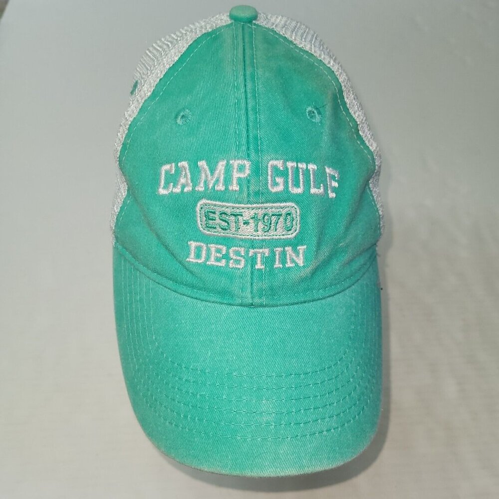 Camp Gulf Destin Hat Cap Mens Green Mesh Snap‎ Back Trucker Beach Kaufman